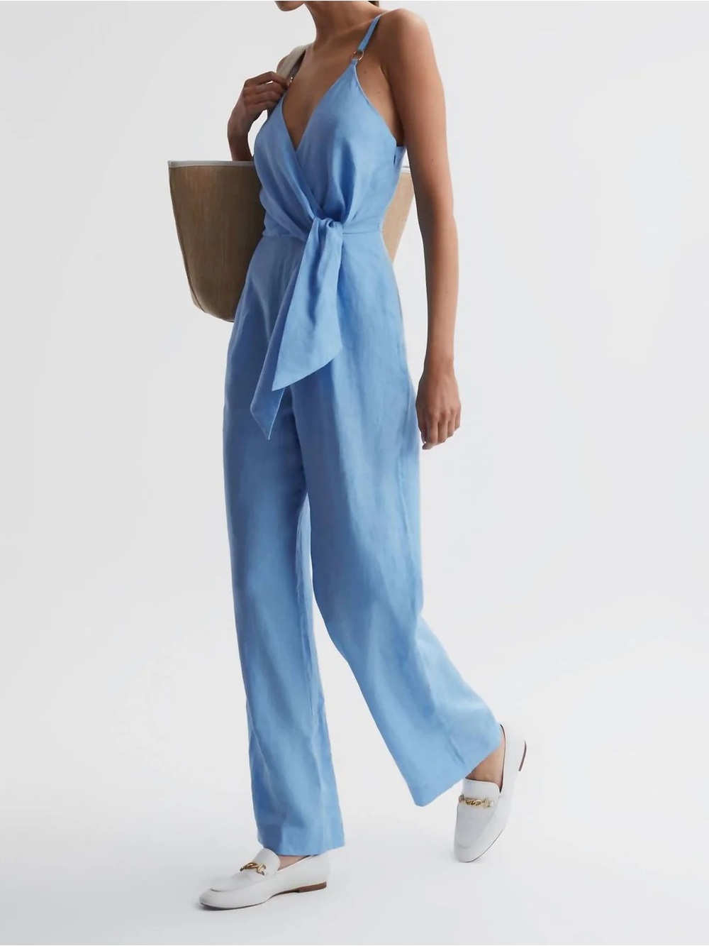 Reiss Emily Linen Side Tie Jumpsuit - US4